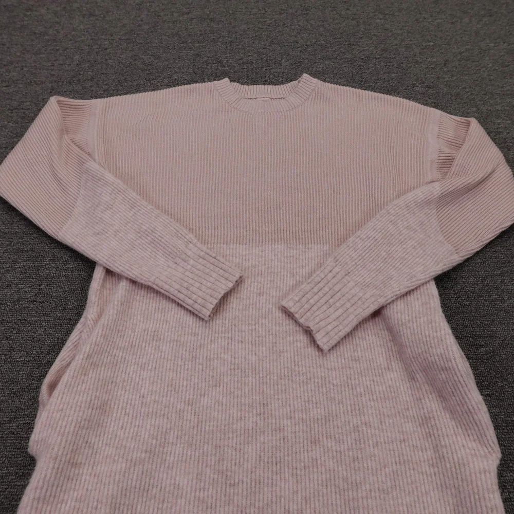 Lululemon Sweater Womens 6 Pink Cashmere Blend Ribbed Crewneck Tunic Pockets